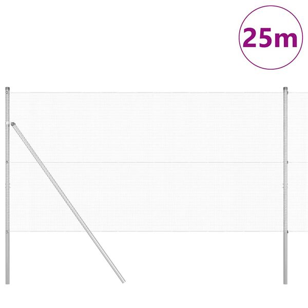 vidaXL Zaunpfosten Silber 25 x 1,2 m (12 x 12 mm Masche) Stahl