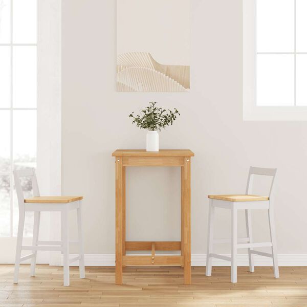 vidaXL Barhocker 2 Stk. Weiß Massivholz Gummibaum