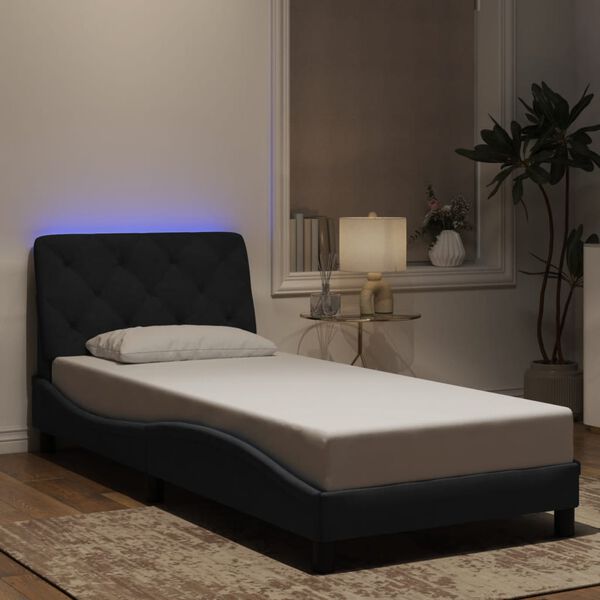vidaXL Bettgestell mit LED ohne Matratze Schwarz 80x200 cm Samt