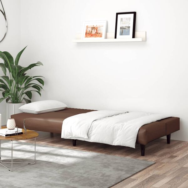 vidaXL Schlafsofa 2-Sitzer Braun Kunstleder