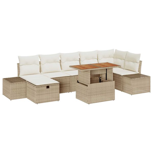 vidaXL Garten-Sofa-Set 8 pcs Beige Poly-Rattan