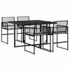 vidaXL 5-tlg. Garten-Essgruppe mit Kissen Schwarz Poly Rattan