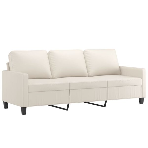 vidaXL 3-Sitzer-Sofa mit Hocker Creme 180 cm Kunstleder