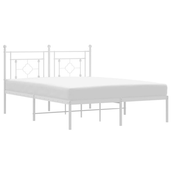 vidaXL Bettgestell mit Kopfteil Metall Wei&szlig; 140x190 cm