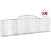 vidaXL Gabionen mit Hochbogen 9 Stk. 300x30x80/100 cm Verzinktes Eisen