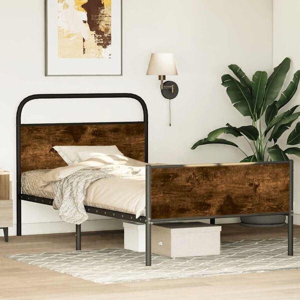vidaXL Bettgestell ohne Matratze 100x200 cm Sonoma-Eiche Holzwerkstoff
