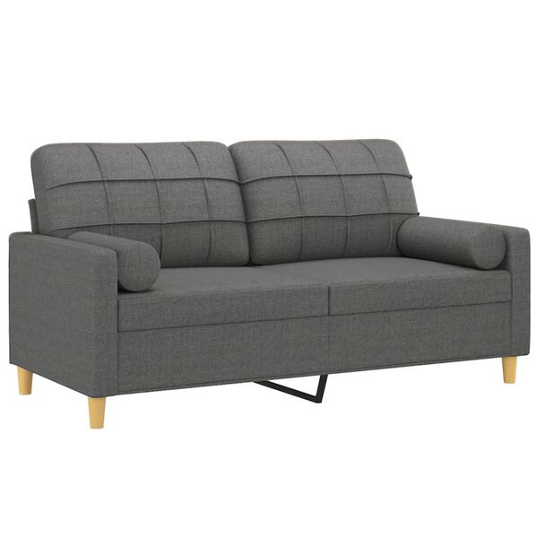 vidaXL 2-Sitzer-Sofa mit Zierkissen Dunkelgrau 140 cm Stoff