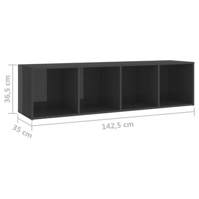 vidaXL TV-Schränke 2 Stk. Hochglanz-Grau 142,5x35x36,5cm Holzwerkstoff