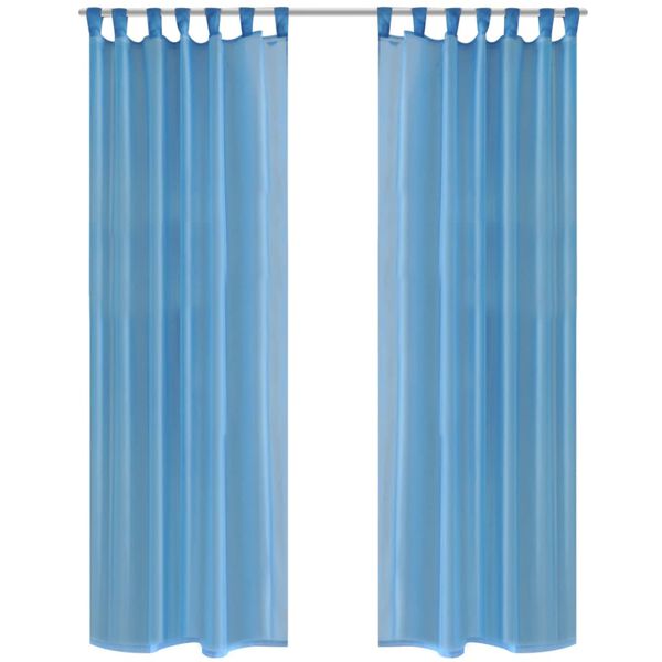 2 x Transparente Gardine Fertiggardine 140 x 225 cm t&uuml;rkis
