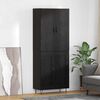 vidaXL Highboard 2 St&uuml;ck Schwarz Eichen-Optik Ingenieurholz und Glas
