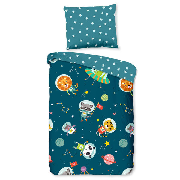 Good Morning Kinder-Bettw&auml;sche-Set SPACY 100x135 cm Petrolblau