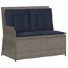 vidaXL Gartenbank mit Liegefunktion und Kissen Grau Polyrattan