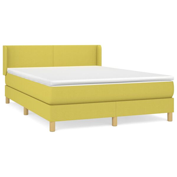 vidaXL Boxspringbett mit Matratze Gr&uuml;n 140x200 cm Stoff