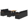 vidaXL Garten-Sofa-Set mit Kissen mit Speicher Schwarz Poly Rattan