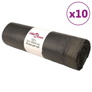 vidaXL M&uuml;lls&auml;cke mit Zugband 250 Stk. Schwarz 120 L