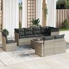vidaXL 9-tlg. Garten-Sofagarnitur mit Kissen Hellgrau Poly Rattan