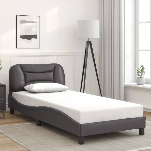 vidaXL Bettgestell ohne Matratze "Hvar" Grau 90x200 cm Kunstleder
