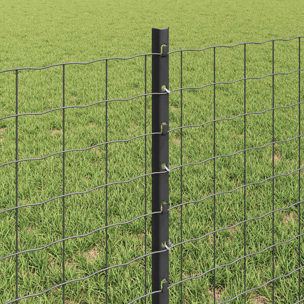vidaXL Zaun mit Pfosten Grau 0,6 x 10 m Stahl und PVC