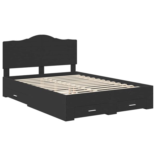 vidaXL Bettrahmen mit Kopfteil Schwarz 150 x 200 cm Holzwerkstoff