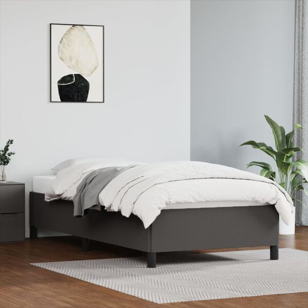 vidaXL Bettgestell Grau 90x200 cm Kunstleder