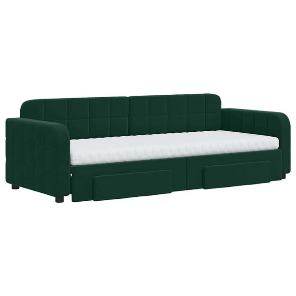 vidaXL Tagesbett Ausziehbar mit Schubladen Dunkelgr&uuml;n 80x200 cm Samt