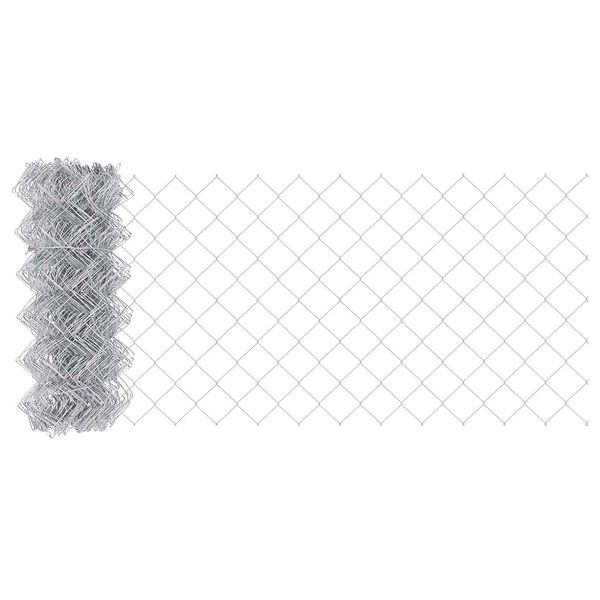 vidaXL Kettenzaun Silber 25 x 0,8 m Verzinkter Stahl