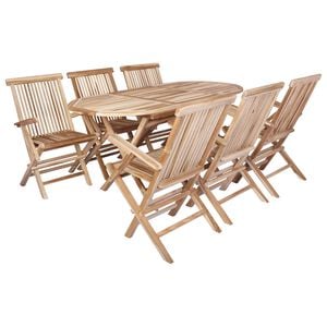vidaXL Gartenm&ouml;bel Set 7 Stk. Natur Massivholz Teak