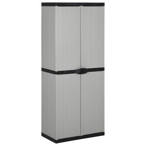 vidaXL Garten-Lagerschrank mit 3 B&ouml;den Grau & Schwarz 68x40x168 cm