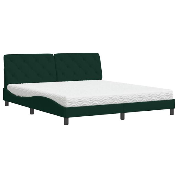 vidaXL Bett mit Matratze Dunkelgr&uuml;n 180x200 cm Samt