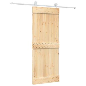 vidaXL Schiebet&uuml;r Nat&uuml;rlich und Wei&szlig; 80 x 210 cm Massivkiefer