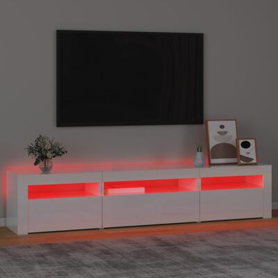 vidaXL TV-Schrank mit LED-Leuchten Hochglanz-Weiß 195x35x40 cm