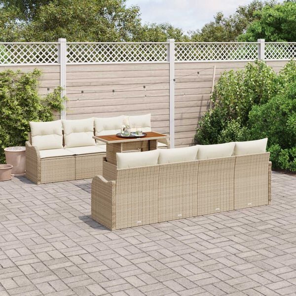 vidaXL Garten-Sofa-Set mit Kissen 7 pcs Beige und Creme