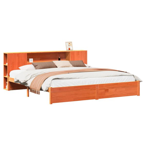 vidaXL Bettgestell mit Aufbewahrungskopfteil 2 pcs Wachsbraun