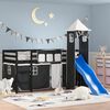 vidaXL Kinderhochbett mit Turm Wei&szlig; & Schwarz 90x200 cm Kiefernholz