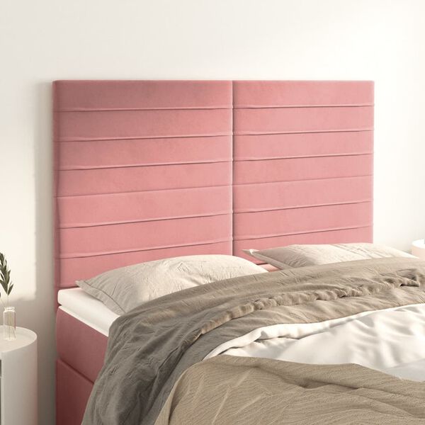 vidaXL Kopfteil Rosa 144x5x118/128 cm Samt