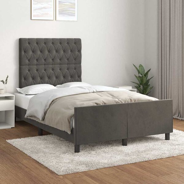 vidaXL Bettgestell ohne Matratze Dunkelgrau 120x190 cm Samt