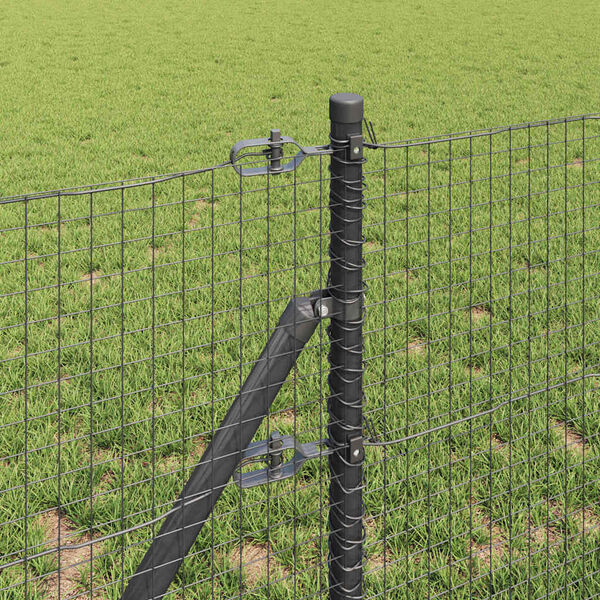 vidaXL Zaunpfosten Grau 25 x 0,6 m (25 x 25 mm Netz) Stahl und PVC
