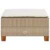 vidaXL Gartenhocker mit Kissen Beige 63,5x56x32 cm Poly Rattan