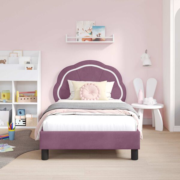 vidaXL Kinderbettgestell mit Kopfteil Lila 80 x 160 cm Samt