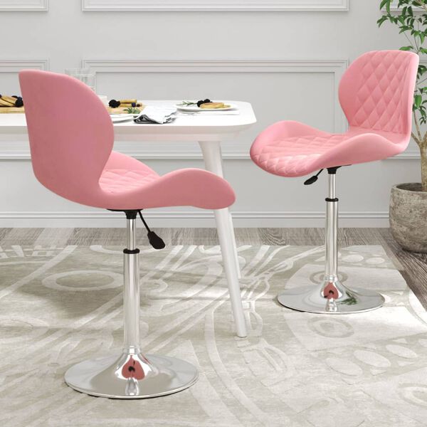 vidaXL Esszimmerst&uuml;hle 2 Stk. Drehbar Rosa Samt