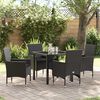 vidaXL Garten Essgruppe mit Kissen 5 pcs Schwarz Poly-Rattan