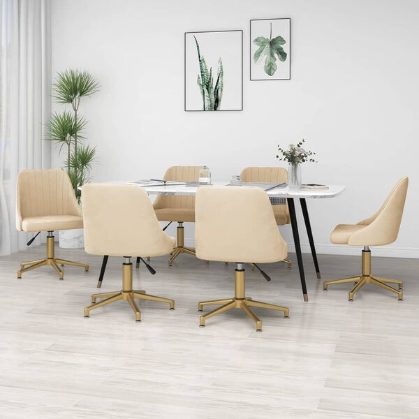vidaXL Esszimmerst&uuml;hle 6 Stk. Drehbar Creme Samt
