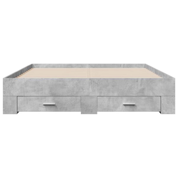vidaXL Bettgestell mit Schubladen Betongrau 150x200 cm Holzwerkstoff