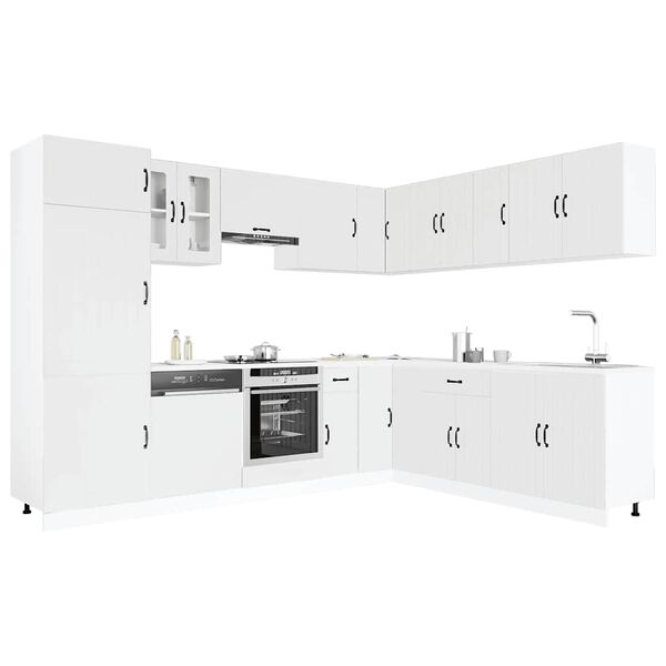 vidaXL 14-tlg. K&uuml;chenschrank-Set Lucca Wei&szlig; Holzwerkstoff