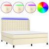 vidaXL Boxspringbett mit Matratze & LED Creme 160x200 cm Kunstleder