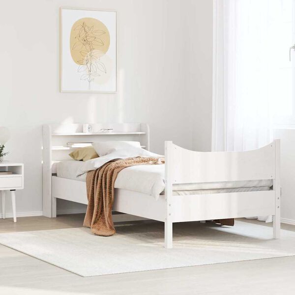 vidaXL Massivholzbett mit Kopfteil Wei&szlig; 75x190 cm Kiefer