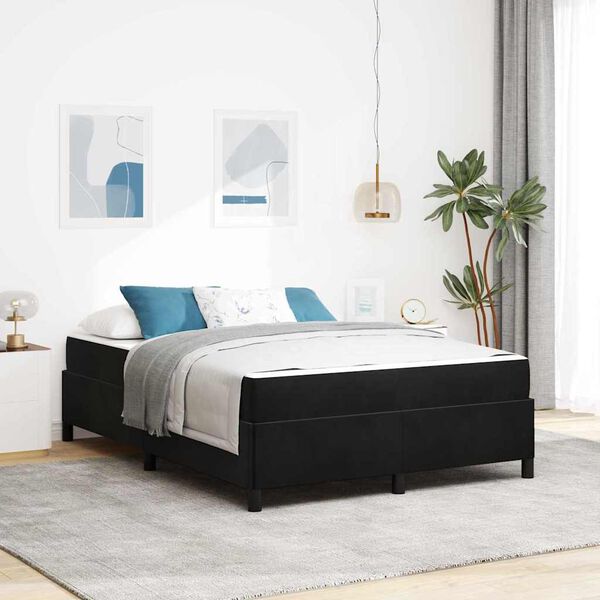 vidaXL Bettrahmen mit Matratze Schwarz 140 x 190 cm Stoff
