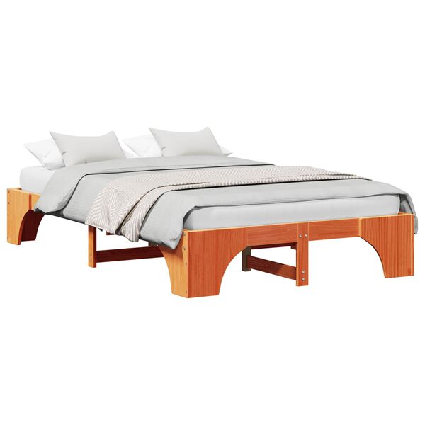 vidaXL Bettrahmen Wachsbraun 120 x 190 cm Massives Kiefernholz