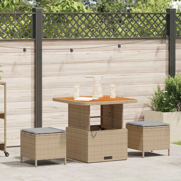 vidaXL Garten Essgruppe Beige Poly Rattan