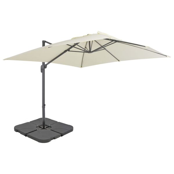 vidaXL Sonnenschirm mit Tragbarem Sonnenschirmst&auml;nder Sandwei&szlig;